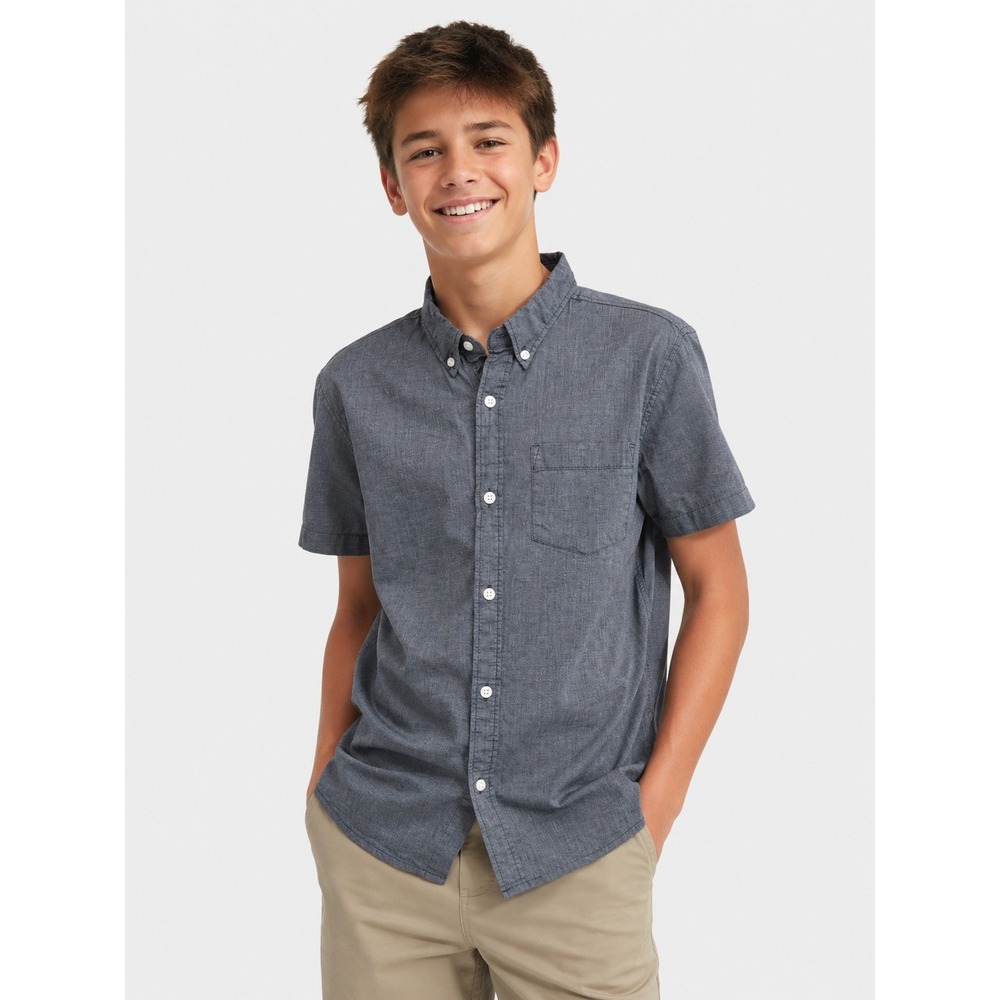 Old‎ Navy Boys XL 14-16 Blue Short Sleeve Button Down Shirt Classic